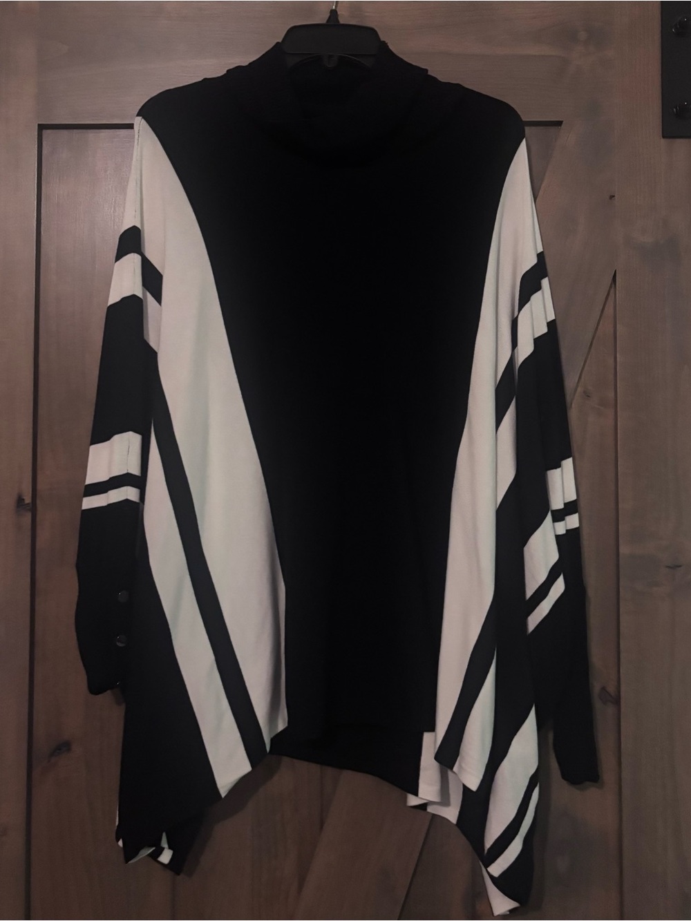 INC International Concepts Black and White Draped Poncho Sweater